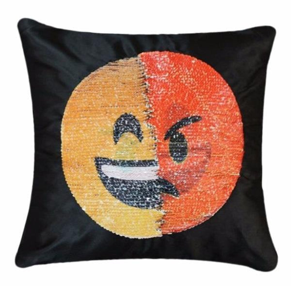Face Changing Emoji Sequin Pillow Cover Original Gift SmartGear Factory